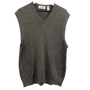 FIESOLE Extra Fine Merino Wool Ribbed Vest Men’s Green XL.